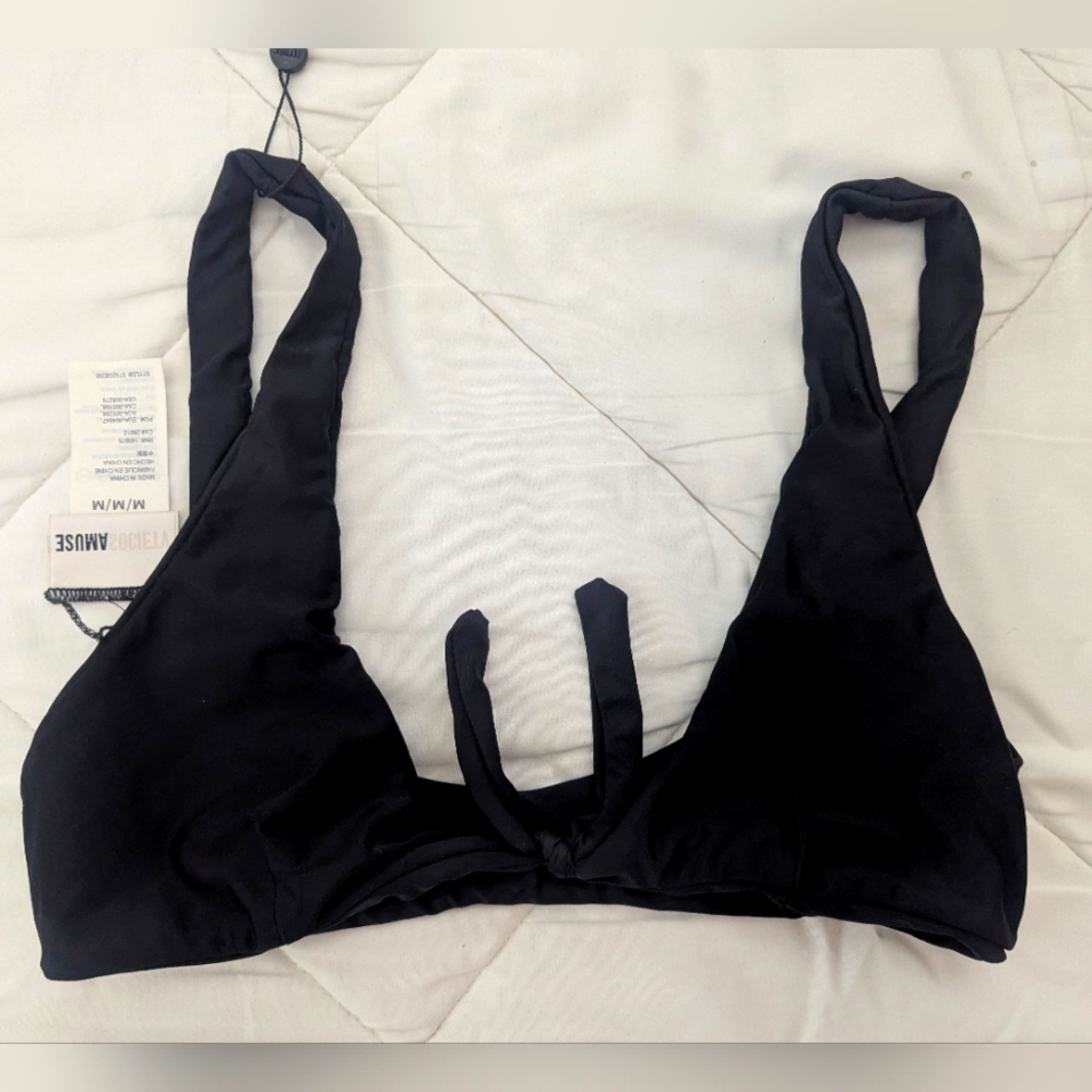 Amuse Society Black Bikini Top Size Medium